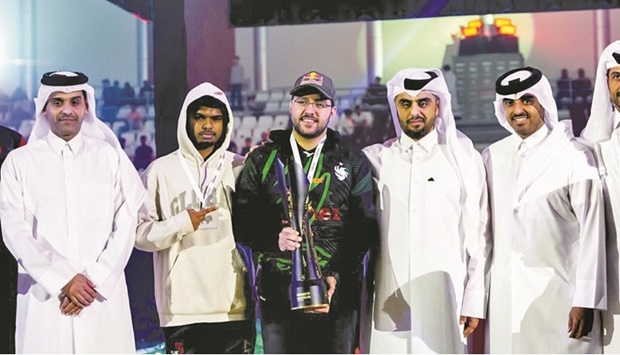 Officials of Ooredoo-sponsored EA Sports FIFA22 Champions Cup at the prize distribution ceremony. The winners were presented with the prizes by Sheikh Mohamed bin Abdulla al-Thani, Chief Executive Officer of Ooredoo Qatar.