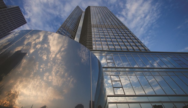 The headquarters of the European Central Bank in Frankfurt. The ECBu2019s go-slow approach to starting interest-rate hikes is looking ever bolder at a time when most of its counterparts are tightening vigorously.