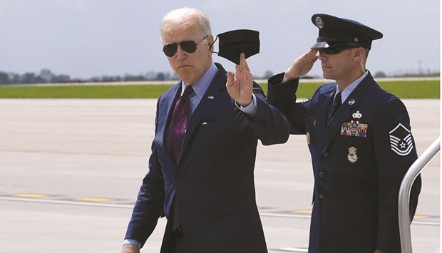 US President Joe Biden arrives at Cincinnati/Northern Kentucky International Airport in Hebron, Kentucky. President Biden travels to Hamilton, Ohio, to speak about the economy and to meet with manufacturing leaders.