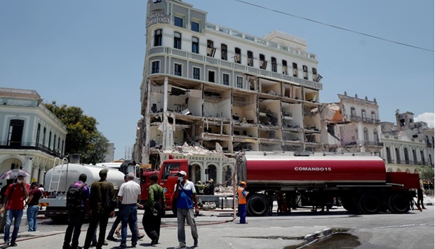 Picture of the Saratoga Hotel in Havana after a huge blast wrecked the establishment, in Havana on May 6, 2022. 