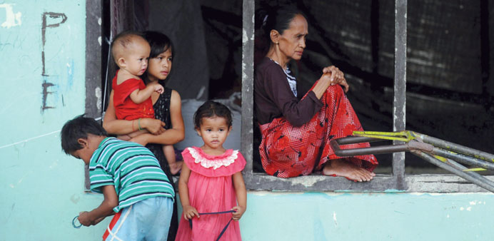 Residents displaced by recent fighting sheltering at an evacuation centre in Mamasapano, Maguindanao in the southern Philippines.