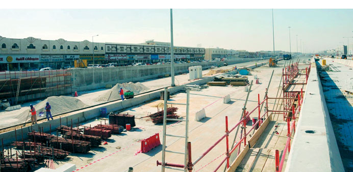  Construction work in progress on a Doha road.