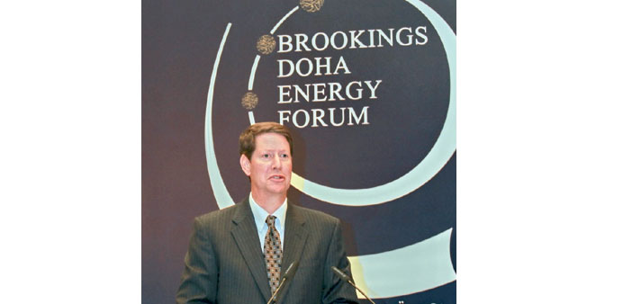 Swiger addressing the Brookings Doha Energy Forum yesterday.