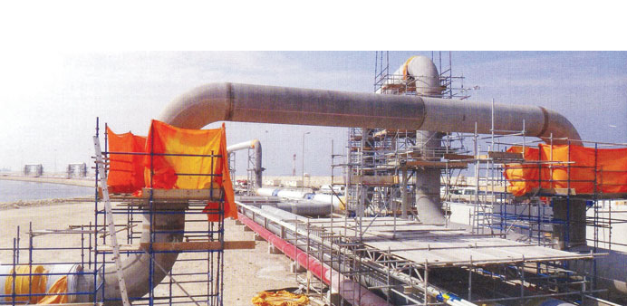 A view of the Jetty Boil Off Gas project under development in Ras Laffan. The project is one of the cornerstones of Qatargasu2019 overall flare management