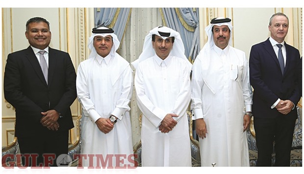 Neil George, Ibrahim al-Asmakh, Sheikh Khaled bin Nasser al-Thani, AbdulAziz al-Rabban and Sean Kelly during the unveiling of the two hotels and serviced apartments complex inside Place Vendu00f4me . PICTURE: Jayan Orma