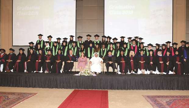 Stenden University graduates with HE Sheikh Faisal bin Qassim al-Thani and other guests and faculty.