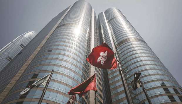 An external view of the Hong Kong Stock Exchange. The Hang Seng Index closed down 2.3% to 20,156.51 points yesterday.