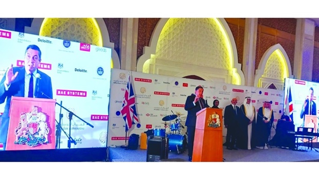 British Ambassador to Qatar, Jon Wilks addresses the gathering in the presence of a number of dignitaries.