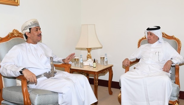 HE the Minister of State for Foreign Affairs Sultan bin Saad Al Muraikhi meets with the Ambassador of Oman to Qatar Najib bin Yahya Al Balushi