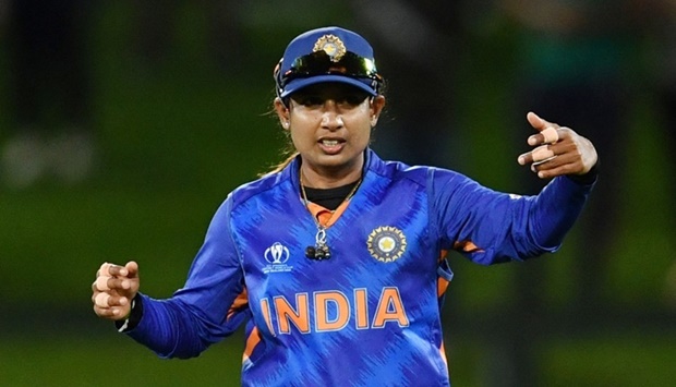 Mithali Raj reacts during the women's Cricket World Cup match between South Africa and India at Hagley Oval in Christchurch on March 27. AFP