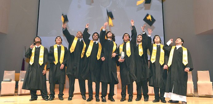 Awsaj Academy students celebrate their graduation.