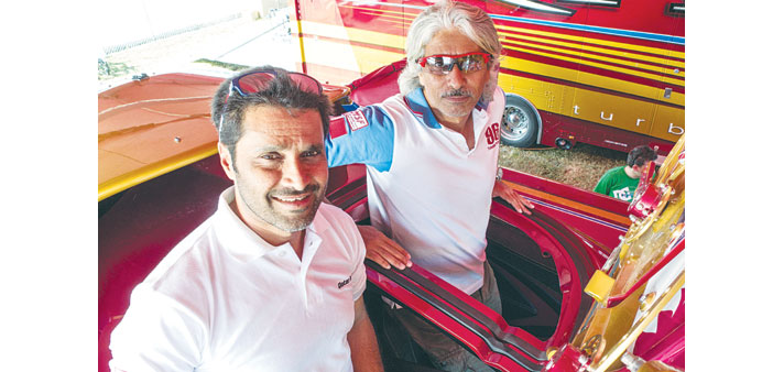 Sheikh Hassan (R) with Nasser Saleh al-Attiyah in Key West, Florida