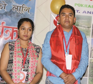 Dhurmus Suntali, the popular Nepali comedy couple.