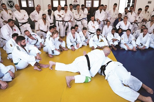 The 86-year-old judo master, French-Brazilian Georges Mehdi trains Brazilian judokas in Rio de Janeiro. (AFP)