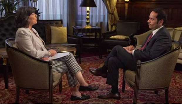 HE the Minister of Foreign Affairs Sheikh Mohammed bin Abdulrahman al-Thani with CNN's Christiane Amanpour.