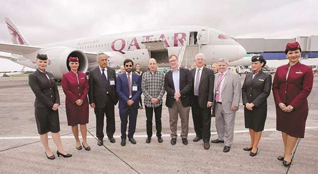 Akbar al-Baker was welcomed at the airport by Kevin Toland, Vincent Harrison and Sheikh Salman bin Jassim al-Thani.