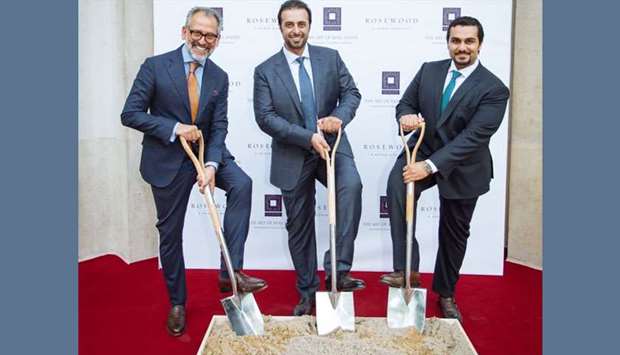 Officials at the ground breaking ceremony for the Rosewood Hotel in London