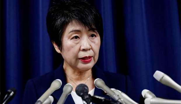 Japan's Justice Minister Yoko Kamikawa speaks at a news conference about the execution of six more members of the doomsday cult group Aum Shinrikyo, in Tokyo on Thursday.