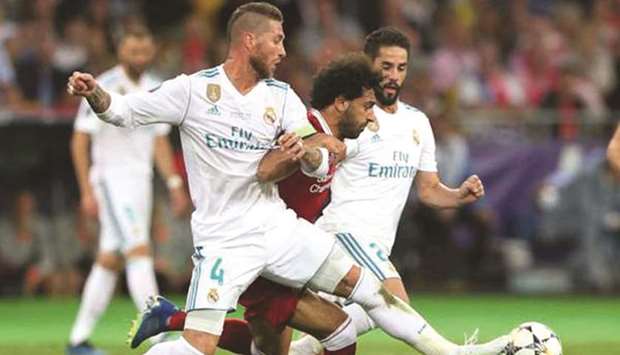 File photo of Real Madridu2019s Sergio Ramosu2019 rough tackle on Liverpoolu2019s Mohamed Saleh in the Champions League final.