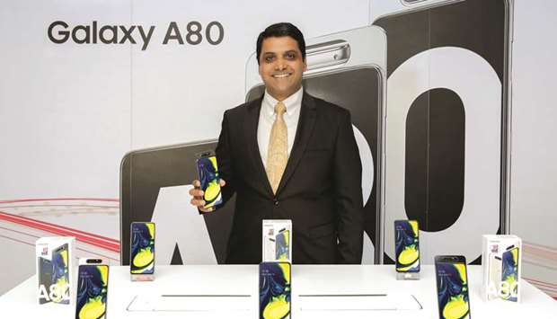 Mohamed Imran with the new Samsung Galaxy A80.