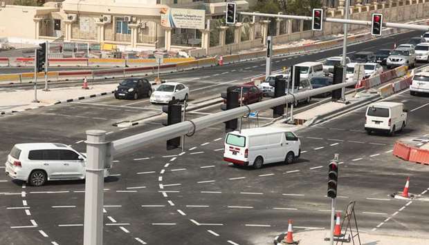 A view of the Pearl Intersection, which has been opened following its conversion from a roundabout.