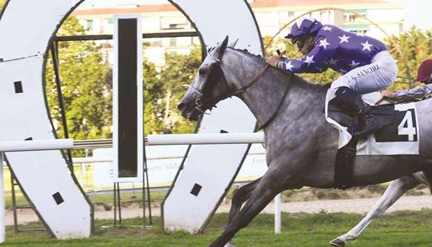 Gary Sanchez rides Khateer Alkhalediah to victory in the Listed Sheikh Zayed Bin Zultan Al Nathan Cup at San Sebastian racecourse, Spain, on Saturday. (Hip?dromo San Sebasti?n)