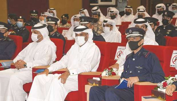 HE the Prime Minister and Minister of Interior Sheikh Khalid bin Khalifa bin Abdulaziz al-Thani and other dignitaries attending the graduation