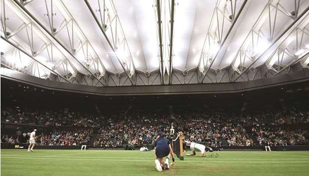 A general view of the action from Wimbledon.