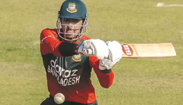 Bangladesh batsman Mohamed Naim plays a shot during the first Twenty20I against Zimbabwe in Harare yesterday. (AFP)