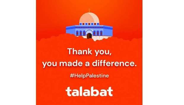 All proceeds will be used to support families and children in need of humanitarian assistance in Palestine, talabat has said in a statement.