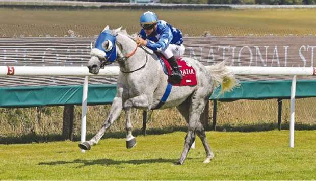 Ebraz, ridden by Maxime Guyon, won the Qatar International Stakes at Goodwood for a second time in 2020. (Debbie Burt)