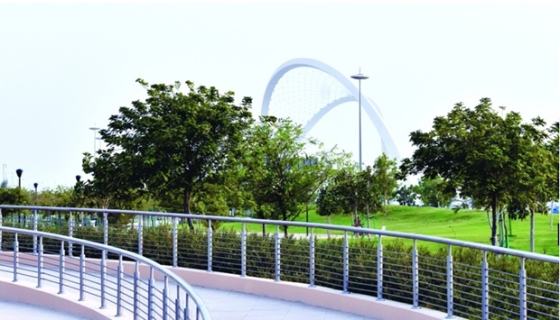 u2018The biggest and tallest monument in Qataru2019, the arches of Interchange 5/6, as seen from the 5/6 Park Wednesday. PICTURES: Thajudheen.