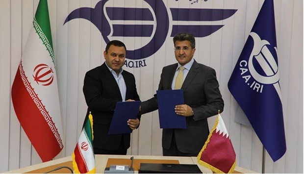 The agreement was signed on the Qatari side by Mohammed Faleh Al Hajri, who is charged with heading the General Authority of Civil Aviation in the interim, and by President of the Civil Aviation Organization of Iran Mohammad Mohammadi Bakhsh on the Iranian side.