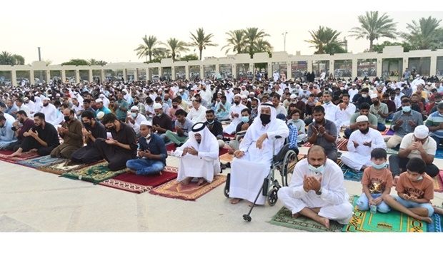 Worshippers at a prayer ground in Doha. PICTURE: Shaji Kayamkulam