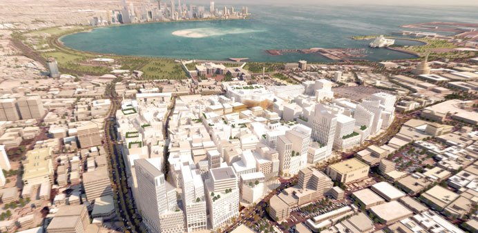 A computer-generated image of Msheireb after the process of urban regeneration concludes in 2016.