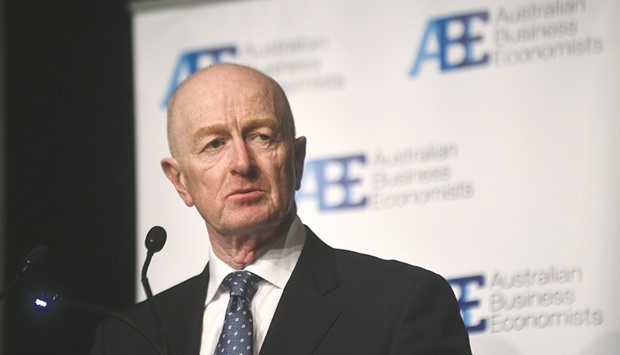 Reserve Bank of Australia governor Glenn Stevens speaks in Sydney yesterday. Stevens said although low interest rates were meant to encourage households and other private entities to take on more debt and spend more, some were already struggling with indebtedness.