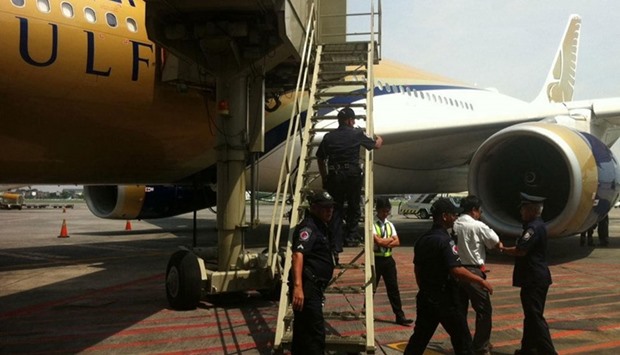 Gulf Air flight GF155 at  Ninoy Aquino International Airport Terminal 1