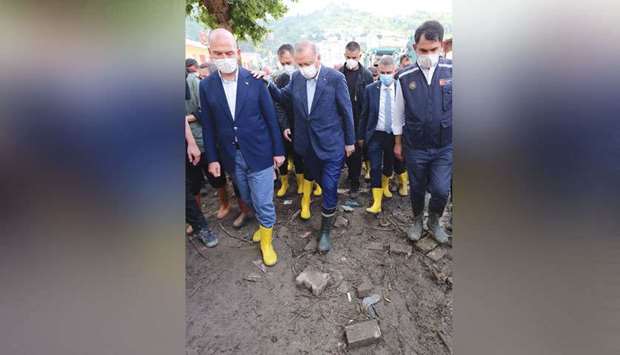 This picture taken and released yesterday by the Turkish presidential press service shows President Erdogan during his visit to Bozkurt, in Kastamonu, a province in north Turkey.