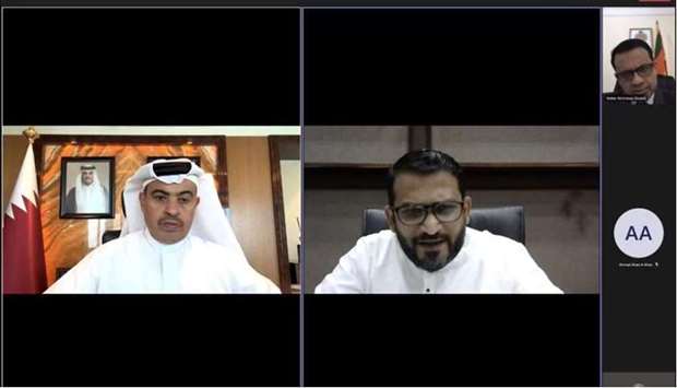 Qatar's Minister of Commerce and Industry and acting Minister of Finance HE Ali bin Ahmed al-Kuwari held a virtual meeting with Sri Lanka's State Minister of Regional Co-operation Tharaka Balasuriya.