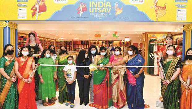 Dr Alpna Mittal inaugurating the silk festival at LuLu Hypermarket in Al Gharrafa. 