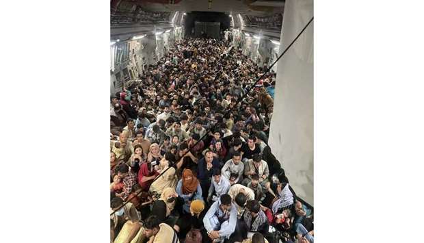 The now-viral image was taken inside a US Air Force C-17 transport.