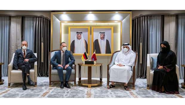 HE the Deputy Prime Minister and Minister of Foreign Affairs Sheikh Mohamed bin Abdulrahman al-Thani met with German Minister of Foreign Affairs Heiko Maas in Doha on Tuesday.