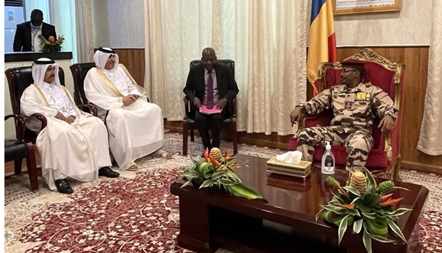 The President of the Transitional Military Council of #Chad, Lt Gen Mahamat Idriss Deby Itno, meets with HE the Adviser to His Highness the Amir for National Security, Mohamed bin Ahmed al-Misnad.