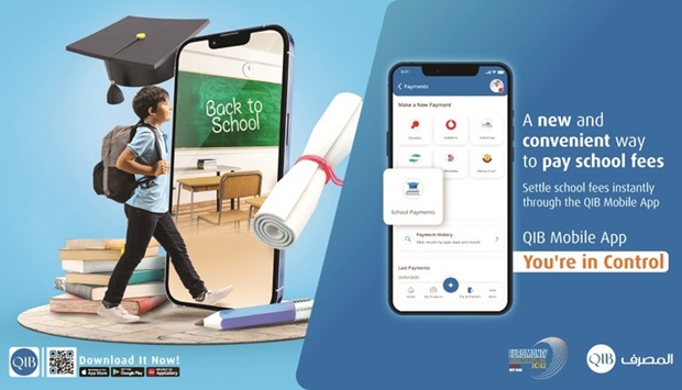 The School Fee Payment feature is available exclusively for QIB Personal Banking customers and allow them to instantly settle their childrenu2019s school tuition and other related fees to pre-registered schools with QIB.