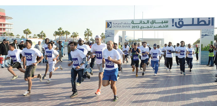 Participants at the Al Dana Green Run 2013 at the Aspire Zone yesterday.