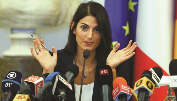 Romeu2019s new mayor Virginia Raggi talks during a news conference in Rome yesterday. (Reuters)