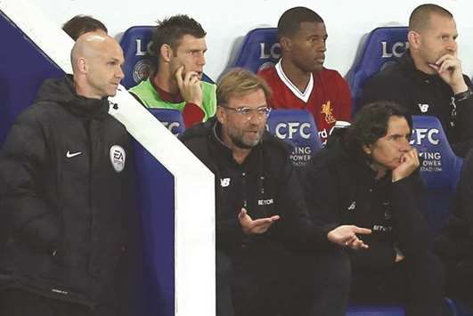 Liverpool manager Juergen Klopp (centre) during a League Cup match. (Reuters)