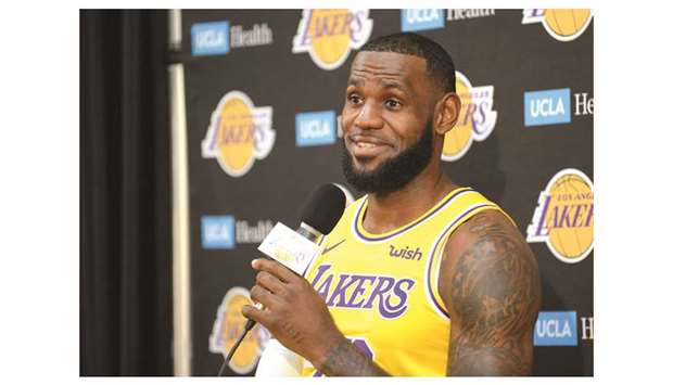 Los Angeles Lakers forward LeBron James during media day. PICTURE: USA TODAY Sports