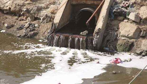 Sewage is dumped into one of the rivers extending to Shatt al-Arab in Basra, Iraq.