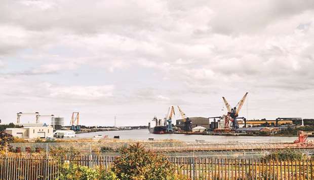 The site of the former Swan Hunter shipyard is seen on the River Tyne in Wallsend, UK. The Office for National Statistics confirmed a previous estimate that Britainu2019s overall economy grew by a quarterly 0.4% in the April-June period. But it lowered the annual growth rate in the second quarter to 1.2% from a previous estimate of 1.3%.